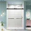 56-60 inches W *76 inches H Frameless Double Sliding Soft-Close Shower Door in Matte Black,3/8 inches (10mm) Thick SGCC Tempered Glass Door