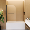 31 in. W * 55 in. H Frameless Shower Doors for Bathtub, 1/4" (6mm) Thick SGCC Tempered Glass Door, Pivot Shower Door Panel for Bathroom, Matte Black