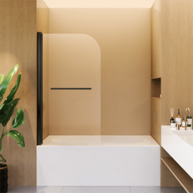 31 in. W * 55 in. H Frameless Shower Doors for Bathtub, 1/4" (6mm) Thick SGCC Tempered Glass Door, Pivot Shower Door Panel for Bathroom, Matte Black
