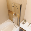 34" W x 58" H Frameless Folding Pivot Bathtub Door, 1/4" (6mm) Thick SGCC Clear Tempered Glass Door, Bathroom Pivot Bifold Shower Tub Door Panel