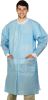 Disposable Lab Coats in Bulk. Pack of 50 Sky Blue SPP 45 gsm Work Gowns XX-Large. Protective Clothing with Snaps Front; Knitted Cuffs & Collar; 3 Pock