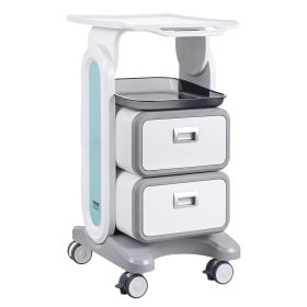 VEVOR 3 Tiers Lab Carts Mobile Medical Cart with 2 Drawers & 1 Top Tray White