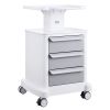 VEVOR 4 Tiers Lab Carts Mobile Medical Cart with 3 Drawers & 1 Top Tray White