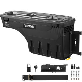 VEVOR Truck Bed Storage Box, Lockable Lid, Waterproof ABS Wheel Well Tool Box 6.6 Gal/20 L with Password Padlock, Compatible with Tundra 2007-2021