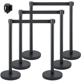 VEVOR Crowd Control Stanchion, Set of 6 Pieces Stanchion Set, Stanchion Set with 6.6 ft/2 m Black Retractable Belt