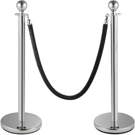 VEVOR Crowd Control Stanchion, Set of 2 Pieces Stanchion, Stanchion Set with 5 ft/1.5 m Black Velvet Rope