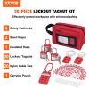 VEVOR Electrical Lockout Tagout Kit, 26 PCS Safety Loto Kit Includes Padlocks, Hasps, Tags, Nylon Ties, and Carrying Bag