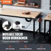 VEVOR Adjustable Workbench, 72" L X 25" W Garage Worktable with Universal Wheels, 28-39.5" Heights & 3000 LBS Load Capacity