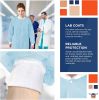 Disposable Lab Coats in Bulk. Pack of 50 Sky Blue SPP 45 gsm Work Gowns XX-Large. Protective Clothing with Snaps Front; Knitted Cuffs & Collar; 3 Pock