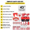 VEVOR 43 PCS Lockout Tagout Kits, Electrical Safety Loto Kit Includes Padlocks, 5 Kinds of Lockouts, Hasps, Tags & Ties, Box