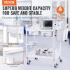 VEVOR 2 Tiers Lab Carts Mobile Medical Cart 2 Trays 2 Drawers 3 Trash Cans White