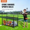 VEVOR Rolling Sports Ball Storage Cart, Lockable Basketball Cage with Double Lids, Sport Equipment Holder Organizer for Indoor Outdoor