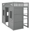 Twin Size House Loft Bed With Ladder